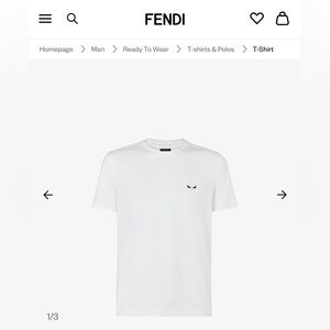 EUC Men’s Size Small Fendi I See You Eyes White Cotton T-shirt Logo Embroidered